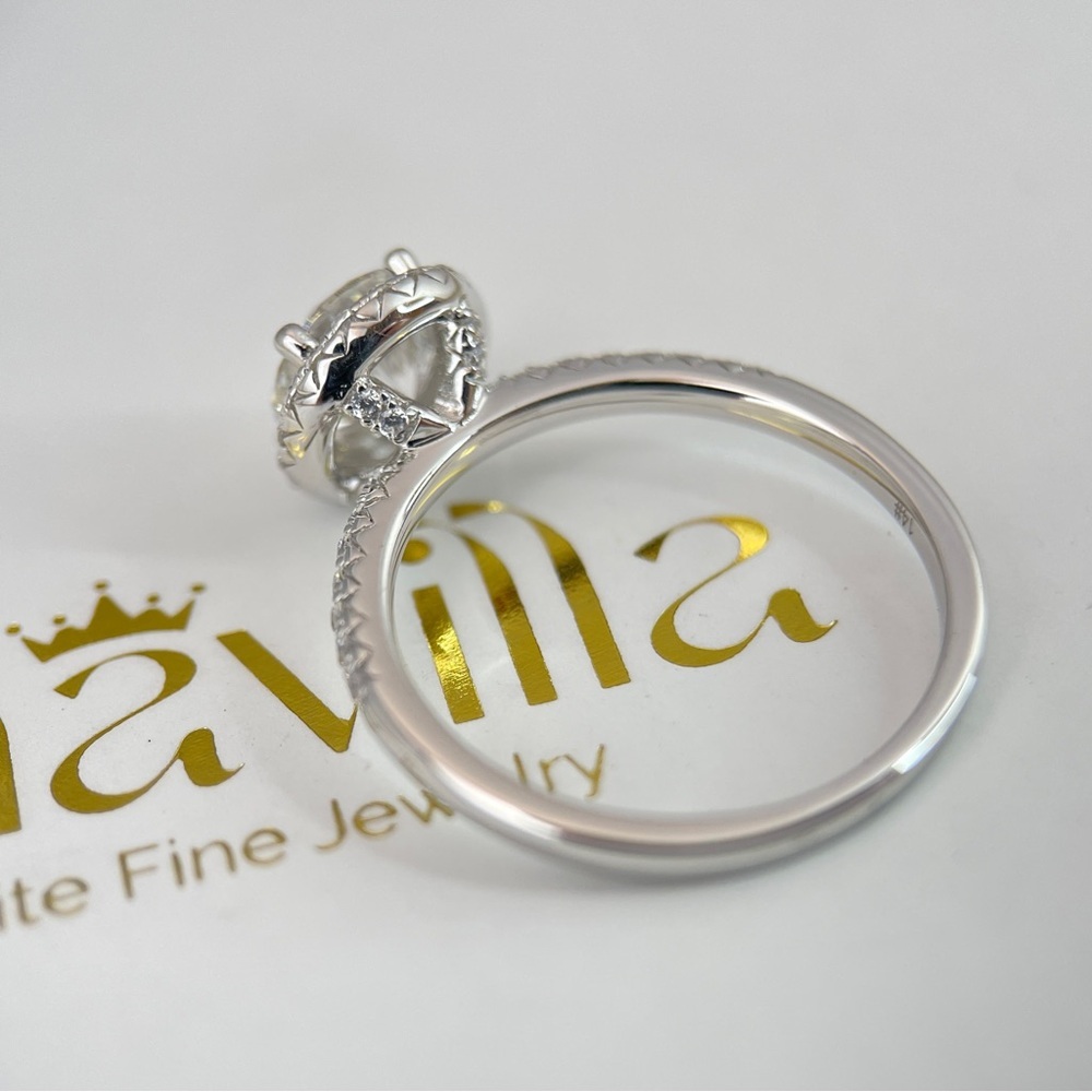 1.27ctw Moissanite S925 Round Halo Engagement Ring 18k Plated - Picture 4 of 6